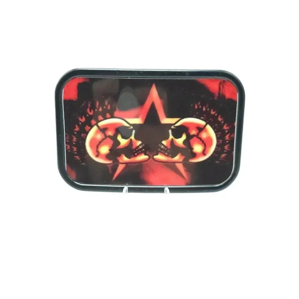 Two Skull Belt Buckle Black Red Metal Acrylic Fashion Punk